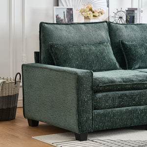 Modern Comfy Chenille L Shaped Sectional Sofa with Movable Ottoman