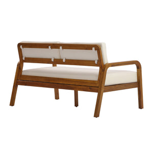 2-Pieces Outdoor Sofa Set with Cushions Teak Acacia Wood