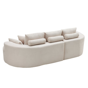 106 in. 2-Piece Fabric Cloud Curved Sectional Corduroy Sofa with Chaise