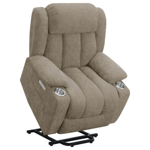 Beca - Upholstered Power Lift Recliner With Cupholders And USB Charging