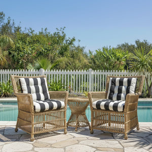 Outdoor Chair Cushions Set of 2 in Black/White Stripes