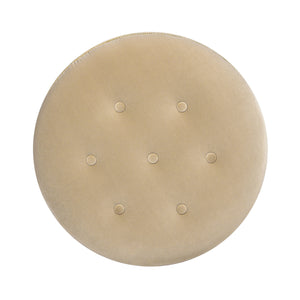 Yolanda 24" Round Upholstered Accent Ottoman in Fawn Brown Velvet