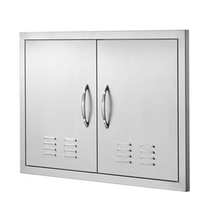 BBQ Access Door, 30W x 21H Inch Double Stainless Steel Outdoor Kitchen Door