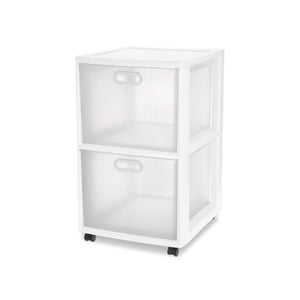 Sterilite Ultra 2 Drawer Filing Storage Cart, Plastic Rolling Organizer, 2 Pack
