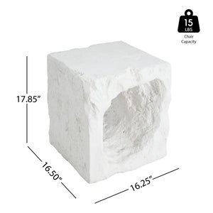 Lyra Outdoor Patio Karst Cave Inspired MGO Side Table White