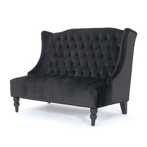 Nurturing Upholstered Loveseat With Wing Back And Diamond Tufting