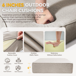 6" Thicker Outdoor Chair Cushion Set - Waterproof & Durable