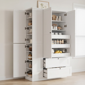 TOPMAX 73.6" Tall Farmhouse Kitchen Pantry Cabinet with 8 Shelves