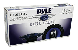Pyle PL63BL 6.5" 360 Watts 3-Way Car Audio Coaxial Speakers Pair Blue (4 Pack)