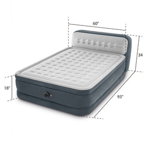 Intex Dura Beam Ultra Plush Headboard Airbed w/Built In Pump, Queen (2 Pack)