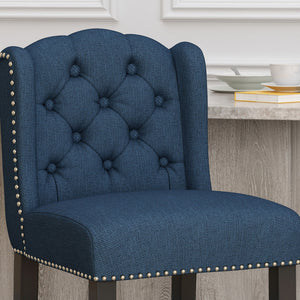 Vienna Fabric Tufted Counter Stool With Nailhead Accents (Set of 2)