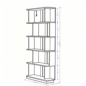 Modern 5 Tier Open Storage Bookcase
