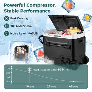 64QT Portable Compressor Fridge Freezer for Vehicles Camping Travel Truck RV Boat