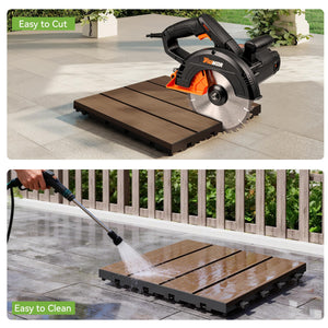 36 Pcs Interlocking Deck Tiles, 12" x 12" HDPE Outdoor Flooring