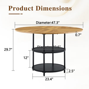 47.3-Inch Diameter Modern Splicing Circular Dining Table
