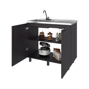 Alatna Freestanding Utility Base Cabinet with Stainless Steel Countertop and Faucet