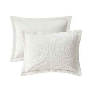 King/Cal King Embroidered Medallion Faux Fur Comforter Mini Set