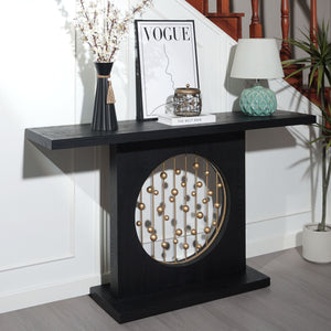 Console Table With Circular Art Decor For Living Room - Multi