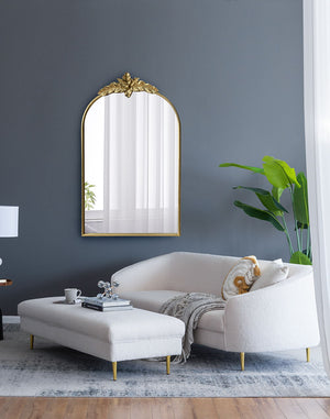 Arched Wall Mirror With Metal Frame, Wall Mirror For Living Room