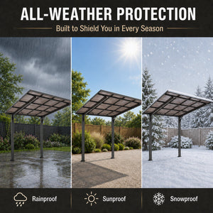8x8FT Outdoor Carport with Galvanized Steel Frame and Sloped PC Roof