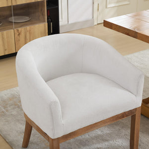 Mid Century Modern Upholstered Barrel Dining Chair with Arms
