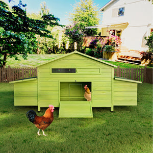 11.12 ft² Large Wooden Chicken Coop with Nesting Boxes & Perch