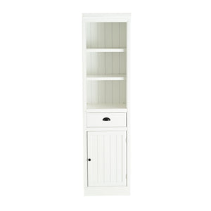 Retro Style 75'' Tall Display Shelf With Cabinet For Hallways Living Room Kitchen - White