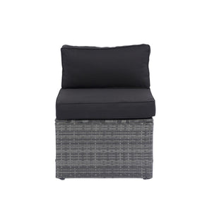 5 Pieces Rattan Sectional Outdoor Furniture Cushioned U Sof Set With 2 Pillow - Gray / Black