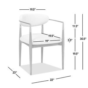 Artemis - Mixed Material Upholstered Dining Arm Chair - Warm White