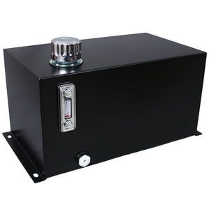 Heavy Duty Hydraulic Fluid Tank 10 Gal Steel Reservoir With Strainer, Gauge & Breather Cap For Tractors & Trucks - Black
