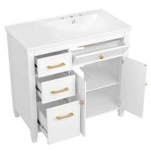 Modern Bathroom Vanity With Ceramic Sink, Freestanding
