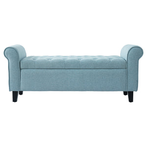 Light Blue Tufted Storage Bench