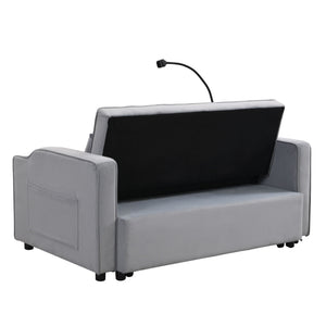 Modern Loveseat Futon Sofa With Pullout Bed, Adjustable Reclining Backrest, Toss Pillows