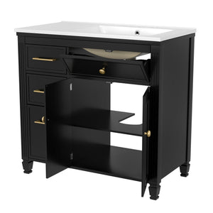 Modern Bathroom Vanity With Ceramic Sink, Freestanding