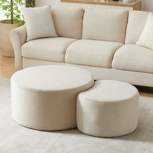 Modern Upholstered Round Coffee Table For Living Room (Set of 2)