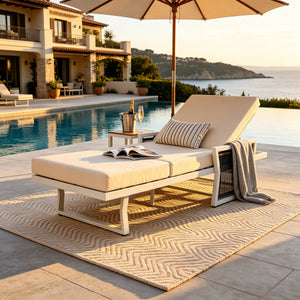 White Iron Outdoor Chaise Lounge