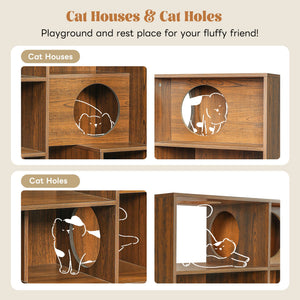 Modern 2 in 1 Wood Bookshelf Cat House