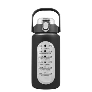 34Oz Glass Water Bottle Sports Water Bottle Motivational Water Bottle Water Intake Tracker Bottle with Straw Time Marker Silicone Sleeve Handle for Gy
