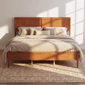 King Size Wood Platform Bed Frame with Classic Panel Headboard
