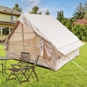 Inflatable Glamping Tent For 4 - 6 People, Waterproof Outdoor Tent With Pump - Khaki