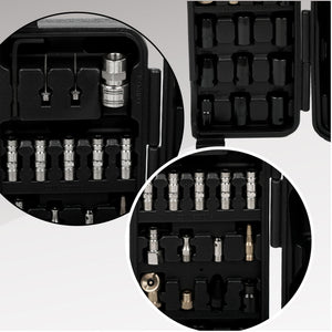 71 Piece Air Tool And Accessories Kit, Impact Wrench, Air Ratchet, Die Grinder, Aire Hammer, Hose Fittings, Storage Case - Black / Silver