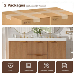Modern Wall Mounted Bathroom Vanity, Soft Close Doors