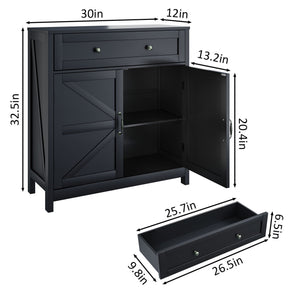 Farmhouse Storage Cabinet With Drawer And Adjustable Shelf