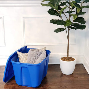 Homz 18 Gallon Standard Plastic Storage Container with Secure Lid, Blue, 4 Pack