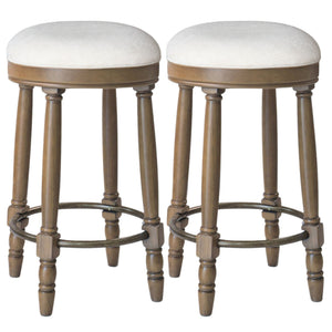 360° Swivel Wooden Barstools With Upholstered Seat, Counter Height (Set of 2)