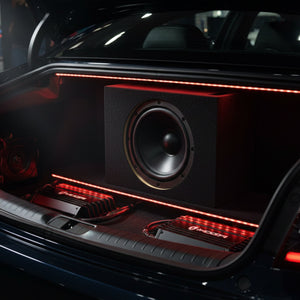 QPower Shallow Vented Subwoofer Enclosure, Single 10 Inch Car Sub Speaker Box