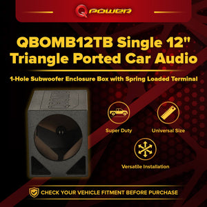 Q Power QBOMB12TB Single 12" Triangle Ported Car Audio Subwoofer Box Enclosure