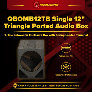Q Power QBOMB12TB Single 12" Triangle Ported Car Audio Subwoofer Box Enclosure