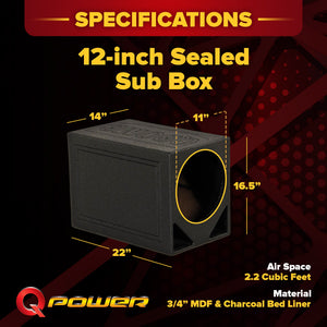 Q Power QBOMB12TB Single 12" Triangle Ported Car Audio Subwoofer Box Enclosure