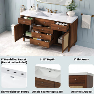 Bathroom Vanity With Sink, 5 Legs, Soft Close Drawers